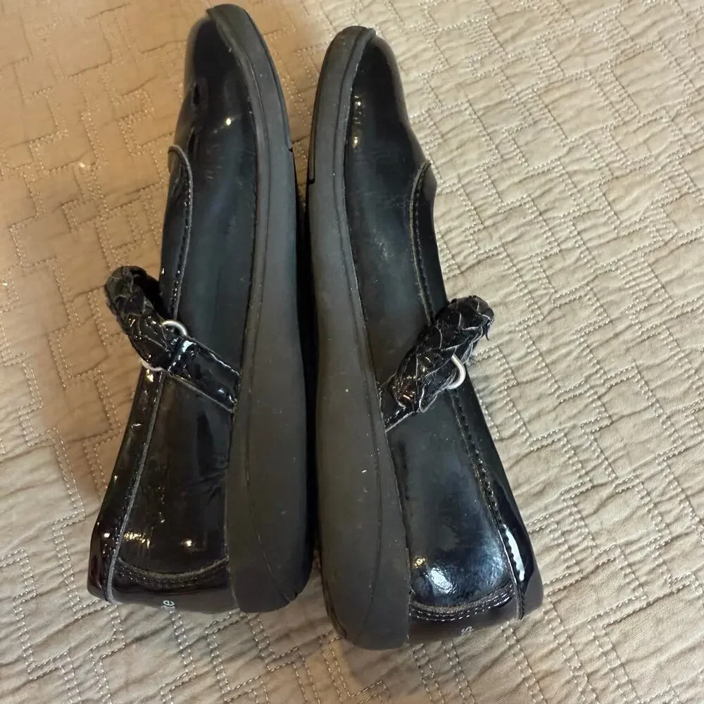 StrideRite Brielle Black Patent Leather Mary Janes Shoes Flats Girls 1 1M